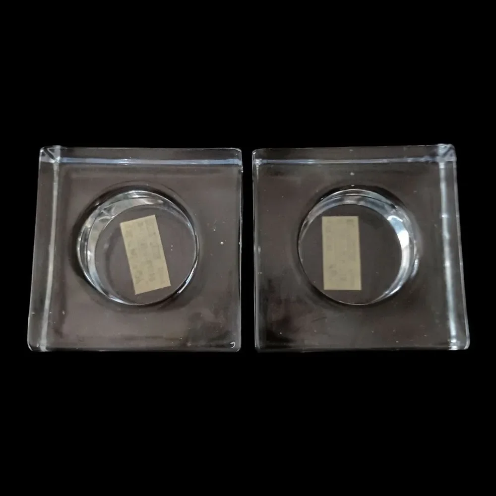 2 IKEA Glass Candle Holders Icy Clear Christmas Square Ice Cube Votive Tealight.